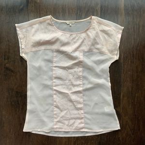 RW&CO Blouse Pink Sheer Short Sleeve.  Size S.